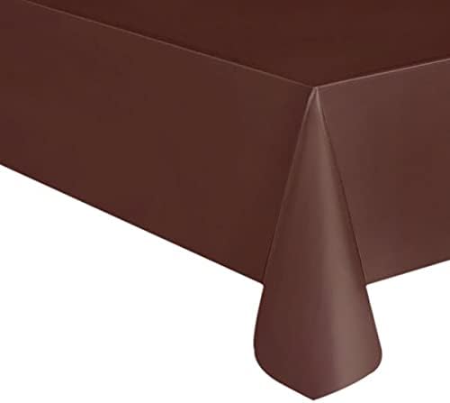 3 Pack Plastic Tablecloth Rectangle 54" X 108" Premium Disposable Table Cover for Party Birthday Wedding (Chocolate)
