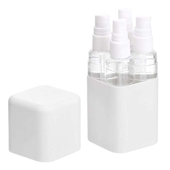 4-in-1 Travel Bottle Set Leak-Proof & TSA Approved - 50ml Refillable Containers Kit for Shampoo, Conditioner, Lotion - Portable Toiletry Accessories with Labels & Storage Box (Light Grey)
