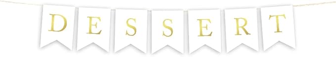 Andaz Press Hanging Bunting Pennant Party Banner with String, Metallic Gold Ink, Dessert, 2-Feet, 1-Set, Includes String