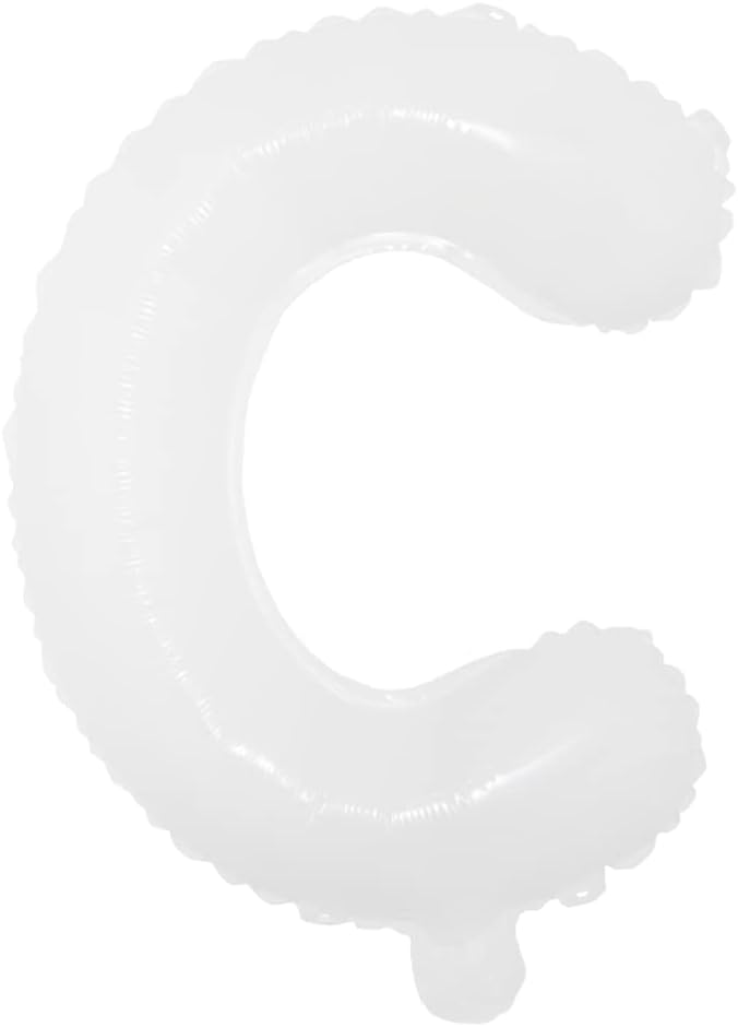 16 inch White Alphabet Letter and Number Balloons Set Package, Aluminum Hanging Foil Film Banner Mylar Balloon for Birthday Party Decoration Custom Word (A-Z, 0-9) (16 inch White C)