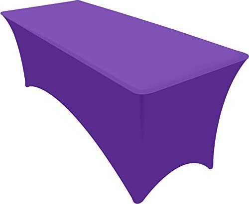 Utopia Kitchen Spandex Tablecloth 1 Pack [6FT, Purple] Tight, Fitted, Washable and Wrinkle Resistant Stretch Rectangular Patio Table Cover for Event, Wedding, Banquet & Parties [72Lx30Wx30H Inch]