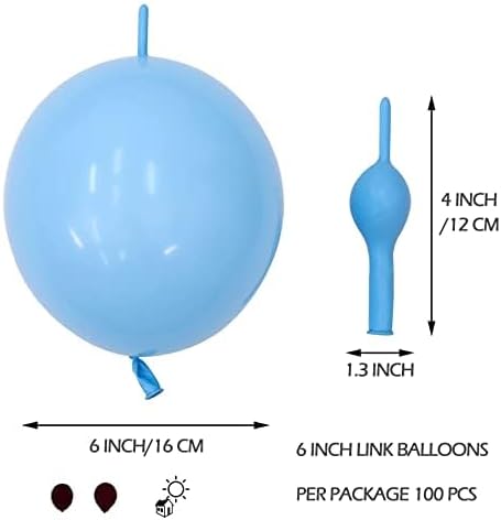 IN-JOOYAA 6 Inch Latex Link Balloons 100 Pcs Quick Link Balloon for Party Decoration(White and Gold)