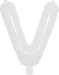 16 inch White Alphabet Letter and Number Balloons Set Package, Aluminum Hanging Foil Film Banner Mylar Balloon for Birthday Party Decoration Custom Word (A-Z, 0-9) (16 inch White V)