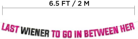 Pre-Strung Funny Bachelorette Pink & Black Glitter Banner - Funny Bachelorette Party Decorations for Her - Party Supplies, Favors and Gifts