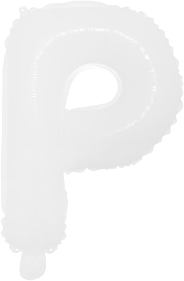 16 inch White Alphabet Letter and Number Balloons Set Package, Aluminum Hanging Foil Film Banner Mylar Balloon for Birthday Party Decoration Custom Word (A-Z, 0-9) (16 inch White P)