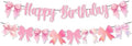 Pink Bow Garland Banner Happy Birthday Banner Decoration Bow Baby Shower Girl Birthday Party Bow Decorations Supplies