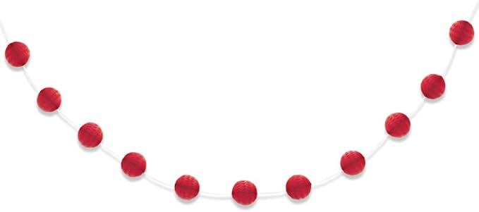 Red Honeycomb Ball Garland - 7 ft. - Elegant Paper Decor - Ideal for Bridal Showers, Birthdays, & Christmas Parties (1 Pc.)