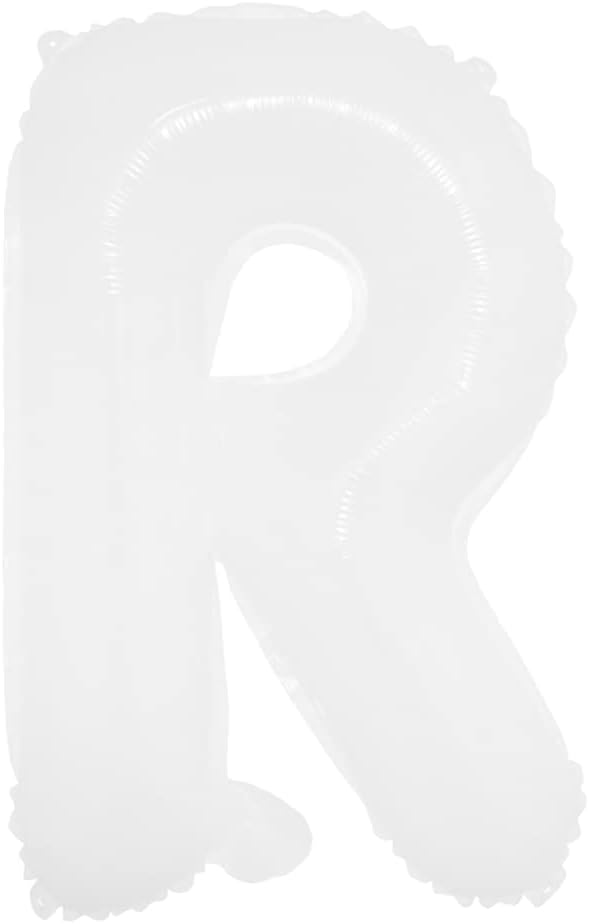 16 inch White Alphabet Letter and Number Balloons Set Package, Aluminum Hanging Foil Film Banner Mylar Balloon for Birthday Party Decoration Custom Word (A-Z, 0-9) (16 inch White R)