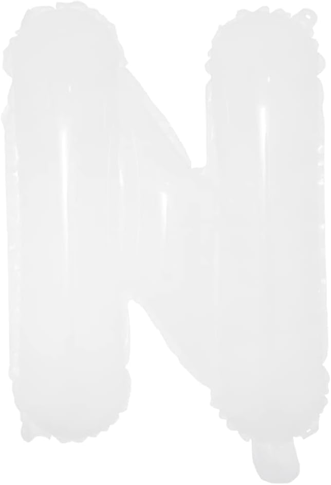 16 inch White Alphabet Letter and Number Balloons Set Package, Aluminum Hanging Foil Film Banner Mylar Balloon for Birthday Party Decoration Custom Word (A-Z, 0-9) (16 inch White N)
