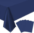 6 Pack Plastic Navy Blue Tablecloth, 54 X 108 Inch Graduation Scalloped Table Cloth for Rectangle Table Disposable Spring Tablecloth for BBQ Picnic Birthday Dinner Holiday Graduation Celebration Party