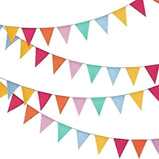 ToBeIT 48Pcs Triangle Flags Pendant Banners Imitated Burlap Multicolor Fabric Triangle Flag Bunting for Party and Festival Hanging Decoration Banner