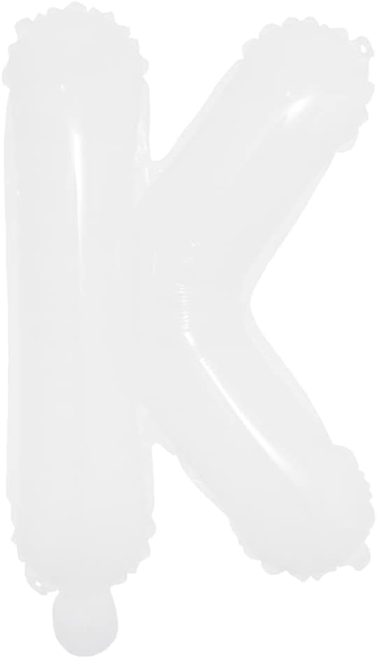 16 inch White Alphabet Letter and Number Balloons Set Package, Aluminum Hanging Foil Film Banner Mylar Balloon for Birthday Party Decoration Custom Word (A-Z, 0-9) (16 inch White K)