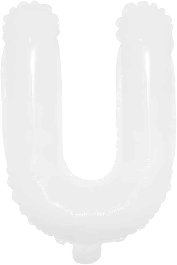 16 inch White Alphabet Letter and Number Balloons Set Package, Aluminum Hanging Foil Film Banner Mylar Balloon for Birthday Party Decoration Custom Word (A-Z, 0-9) (16 inch White U)
