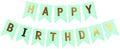Green Happy Birthday Banner With White Letters, Swallowtail Design Hanging Signs Party Decorations (Light Green)