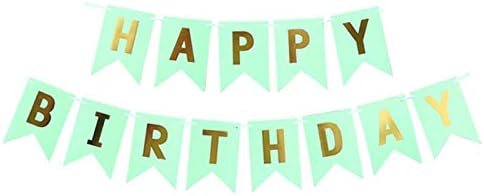 Green Happy Birthday Banner With White Letters, Swallowtail Design Hanging Signs Party Decorations (Light Green)