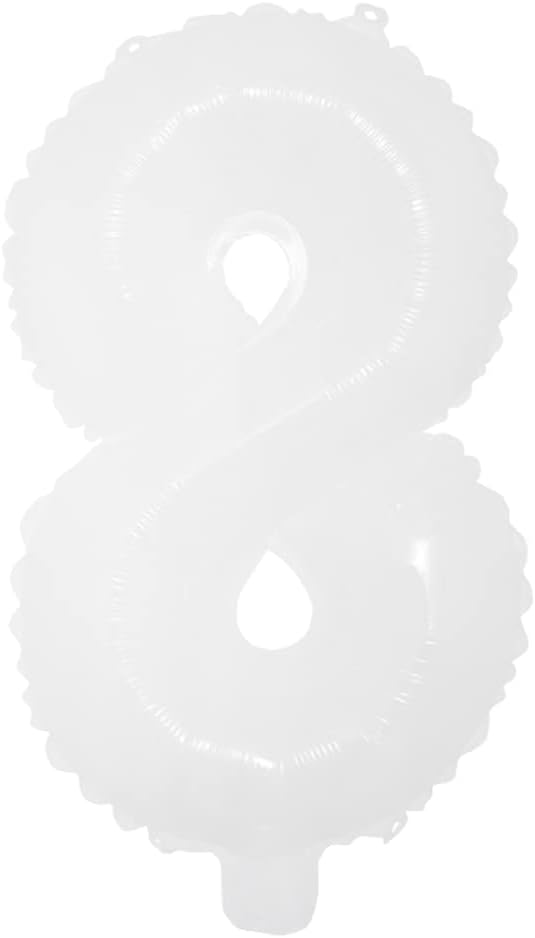 16 inch White Alphabet Letter and Number Balloons Set Package, Aluminum Hanging Foil Film Banner Mylar Balloon for Birthday Party Decoration Custom Word (A-Z, 0-9) (16 inch White 8)