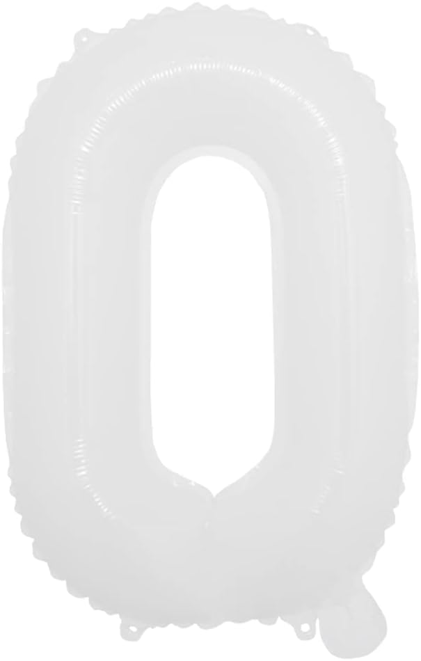 16 inch White Alphabet Letter and Number Balloons Set Package, Aluminum Hanging Foil Film Banner Mylar Balloon for Birthday Party Decoration Custom Word (A-Z, 0-9) (16 inch White 0)