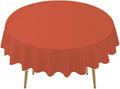 Orange Plastic Tablecloths 2 Pack Disposable Table Covers 84 Inch Circle Bridal Shower Party Tablecovers PEVA Fall Colors Table Cloths for BBQ Picnic Birthday Wedding Parties 6 ft Round Table Use