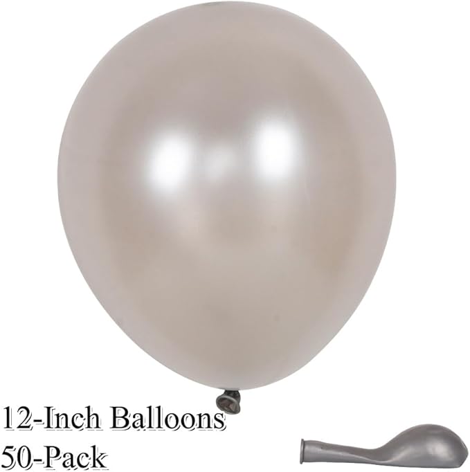 50 Pack 12 Inch Silver Latex Balloons for Party Decorations, Thick Premium Balloons for New Year’s, Corporate Events, Graduation, Wedding, Photo Backdrop, Arch & Garland, Air or Helium