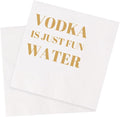 Funny Cocktail Napkins 100Pcs Funny Quotes Saying Disposable Paper Party Napkins 4.5 x 4.5 Two-ply (Vodka Is Just Fun Water Napkins)