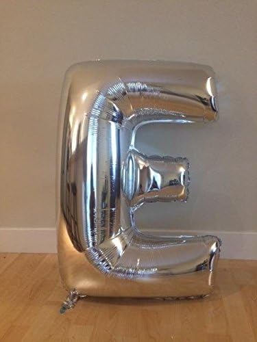 Glanzzeit 16 Inch Silver Foil Balloons Letters A to Z Numbers 0 to 9 for Prom Wedding Birthday Party Decor (Letter E)