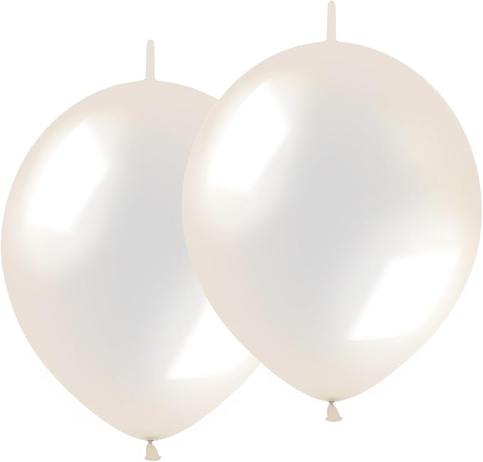 Link Balloons 12 Inch - 100 Pcs Quick Link Balloon Latex Linking Balloons Connected Linkable Balloon Birthday Wedding Party Decorations(Clear)