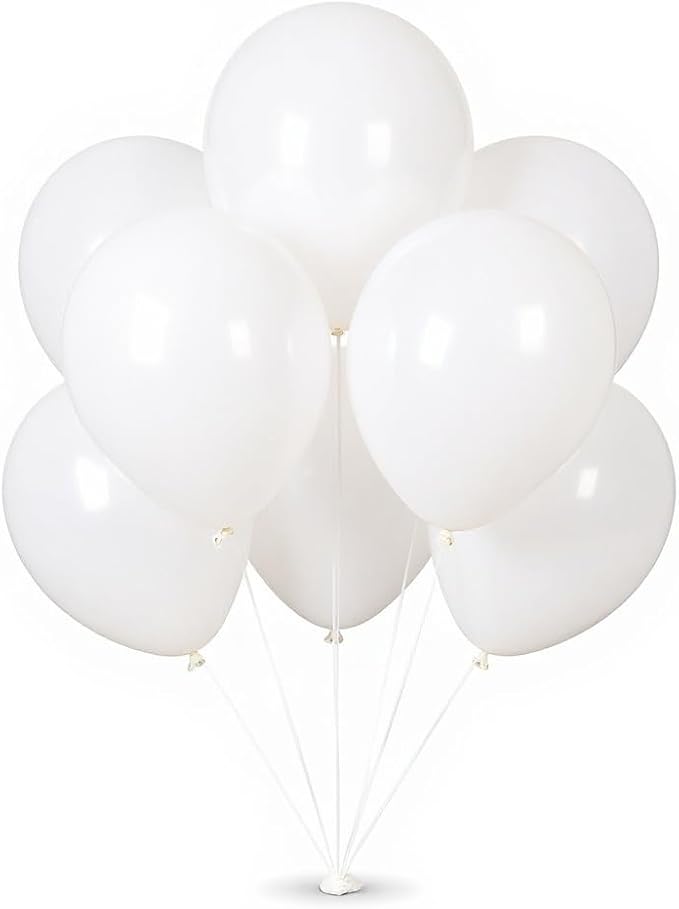 50 Pack 12 Inch White Latex Balloons for Party Decorations, Thick Premium Balloons for Wedding, Baby Shower, Engagement, Graduation, Photo Backdrop, Arch & Garland, Air or Helium