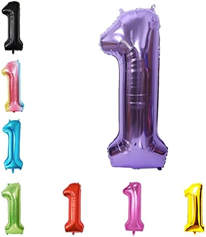 40 Inch Large Foil Helium Number Balloon Birthday Wedding Party 0-9 (Purple, 1)