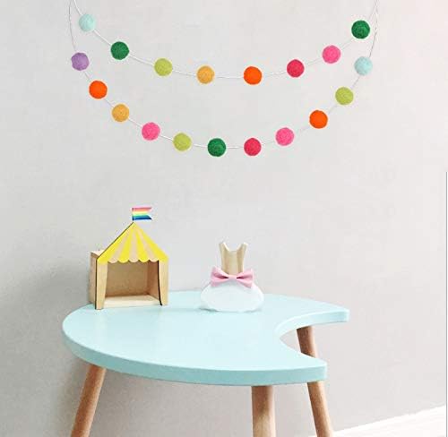 36PC 9.8 Feet Felt Wool Balls Garland 4/5 Inch Hanging String Kit for Spring Christmas Tree Garland Holiday Birthday Wedding Baby Shower Party Wall Decorations