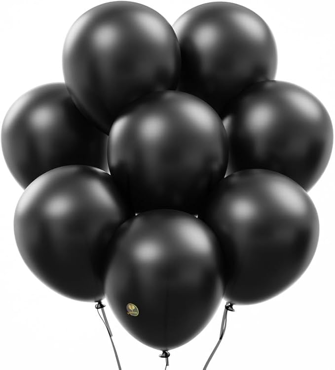 AFTERLOON® Biodegradable Balloons 50 pcs Pearlized Onyx Black 10 Inch, Pearlescent Thickened Extra Strong Latex Helium Float, for Baby Shower Gender Reveal Garland Wedding Birthday Party Decorations