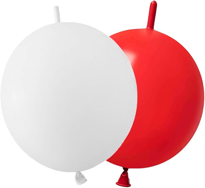 IN-JOOYAA Red and White Link Balloons 6 Inch 100 Pcs Quick Link Balloon for Christmas, Party Favor Decoration