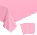 3 Pack Plastic Pink Tablecloth, 54 X 108Inch Party Table Cloth Scalloped Mother's Day Tablecloths for Rectangle Tables Disposable Table Cover for Birthday Baby Shower Tea Party Wedding Bridal Picnic