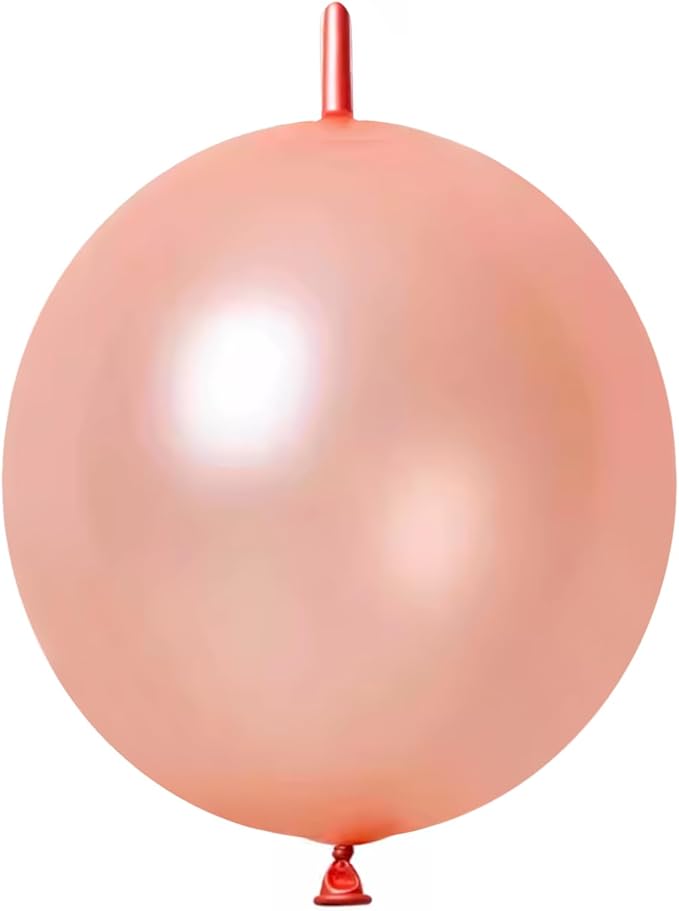IN-JOOYAA 6 Inch Pearlescent Rose Gold Latex Link Balloon 100 Pcs Quick Link Balloons for Party Decoration