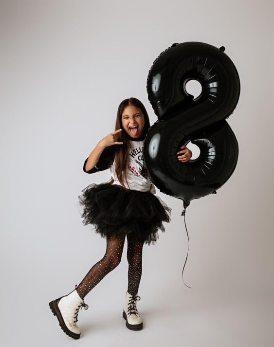 8 Black Number Balloons, 40 Inch Number Balloon, 8th Birthday Decorations - 8, 18, 28, 38, 80 Balloons