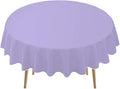 Lavender Plastic Tablecloths 2 Pack Lilac Disposable Table Covers 84 Inch Circle Bridal Shower Party Tablecovers PEVA Mauve Table Cloths for BBQ Picnic Birthday Wedding Parties 6 ft Round Table Use