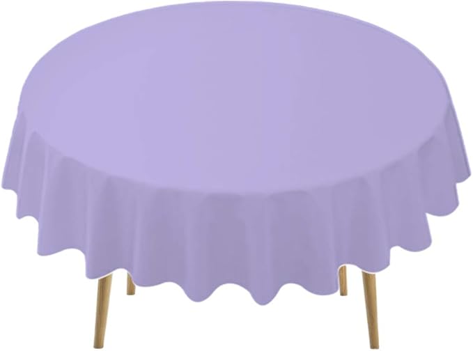 Lavender Plastic Tablecloths 2 Pack Lilac Disposable Table Covers 84 Inch Circle Bridal Shower Party Tablecovers PEVA Mauve Table Cloths for BBQ Picnic Birthday Wedding Parties 6 ft Round Table Use