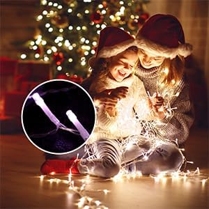Christmas Decorations, Christmas Star Lights, 320 LED 16.4Ft Christmas Tree Toppers String Lights [8 Modes& Waterproof] for Halloween New Year Holiday Birthday (White)