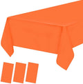 3 Pack Plastic Tablecloths - Disposable Table Covers for BBQ, Picnic, Birthday, Wedding Parties - Waterproof, Oil-proof, Light Weight Orange Table Cover - 54 x 108 In