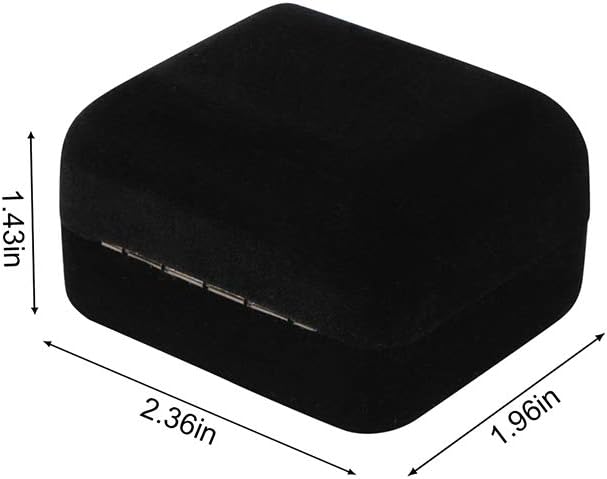 Velvet Metal Glossy Double Slot with LED Jewelry Gift Box for Proposal, Engagement, Wedding - Easy to fit into Your Pocket or Handbag - Black