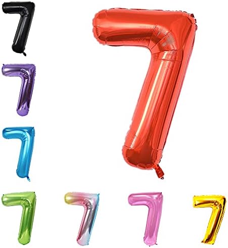40 Inch Large Foil Helium Number Balloon Birthday Wedding Party 0-9 (Red, 7)