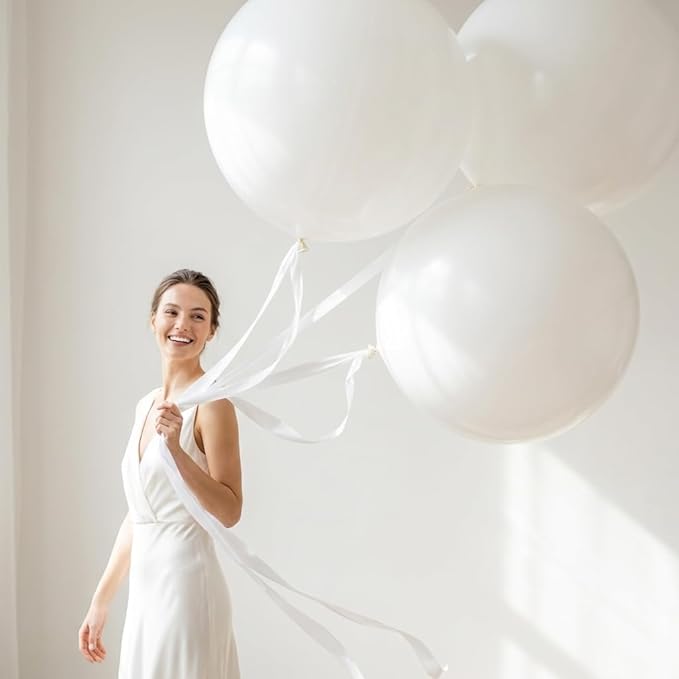 KALOR 36 Inch Giant White Balloons, 6 Pack Large Round White Latex Balloons for Anniversary, Birthday, Christmas, Wedding, Baby Shower Party Decorations