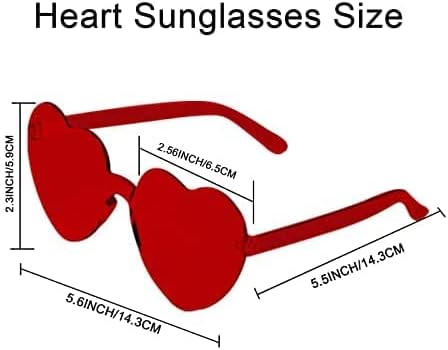 AEAHALY Heart Sunglasses for Women and Men Rimless Heart Shaped Sunglasses Bachelorette Bride Party Accessories