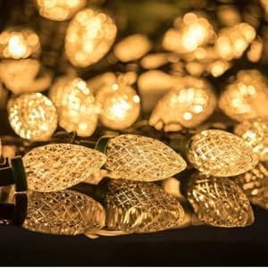 KAQ 2PK 100LED Warm White C9 Christmas Lights Waterproof Indoor Outdoor, 98FT Extendable C9 String Lights Plug in with 13 Lighting Modes, Christmas Decorations for Party Patio, Outside Yard Decor