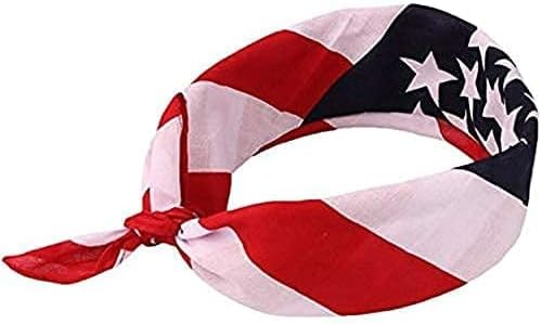 Red White and Blue American Flag Bandana Headband USA for Men and Women - Neck and Face Scarf Head Wrap