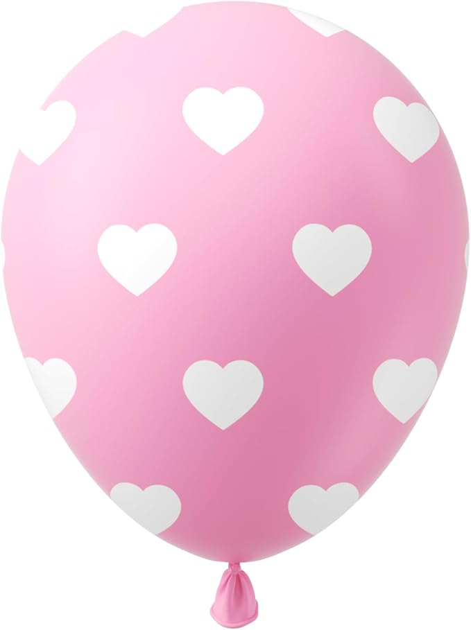 Valentines Day Balloons Decorations Set - 69 Pcs Pink Heart, Pink Heart Confetti, Pink and White Heart Print Balloons for Valentine's Day Galentine's Day Wedding Mothers Day Party Decorations