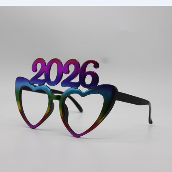 4 Pack 2026 Glasses Happy New Year Eyeglasses Fancy New Year Party Glasses Funny Sunglasses Eyewear for 2026 New Year Party Decorations