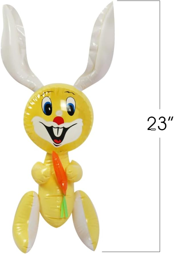 ArtCreativity 23" Inflatable Easter Bunny with Carrot Inflates, Set of 4 Blow Up Bunny, Egg Hunt Supplies for Easter Basket Stuffers, Indoor and Outdoor Decoration, Party Favors, 4 Assorted Colors