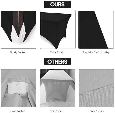 Utopia Kitchen Spandex Tablecloth 1 Pack [6FT, Black] Tight, Fitted, Washable and Wrinkle Resistant Stretch Rectangular Patio Table Cover for Event, Wedding, Banquet & Parties [72Lx30Wx30H Inch]