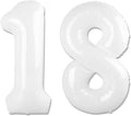White Number 18 Balloon 40 inch, 18 Number Balloons, 18th White Birthday Decorations for Girls Boys 18 Year Old Party Supplies