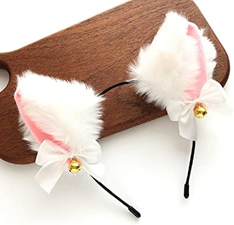 Light Up Headband Cat Ears With Bell Furry Headband Rave Accessories For Women Girls Valentine's Day Party Costume